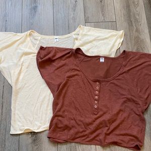 Lot of Old Navy crop henley tops